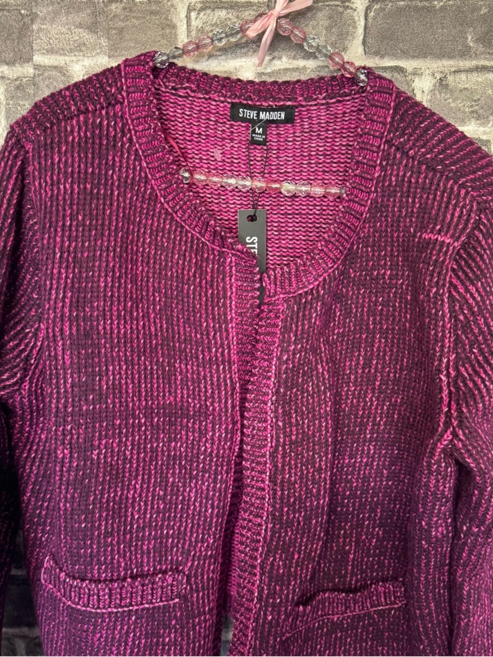 NWT Steve Madden Emelia Sweater Jacket in Aubergine purple knit - Picture 4 of 10